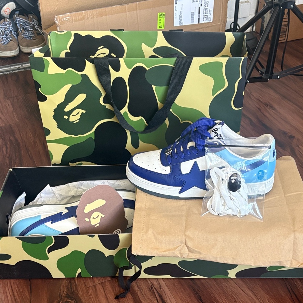 Bape Kids Sneakers in Blue and White